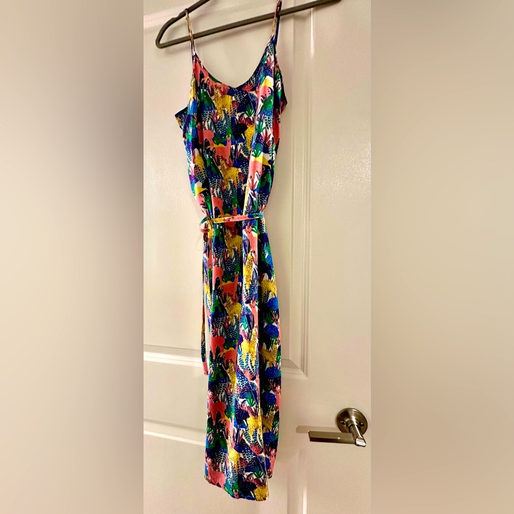 Marie Sixtine - Paris. Strappy mid-calve dress w tie waist.. Size Medium. Lhamas